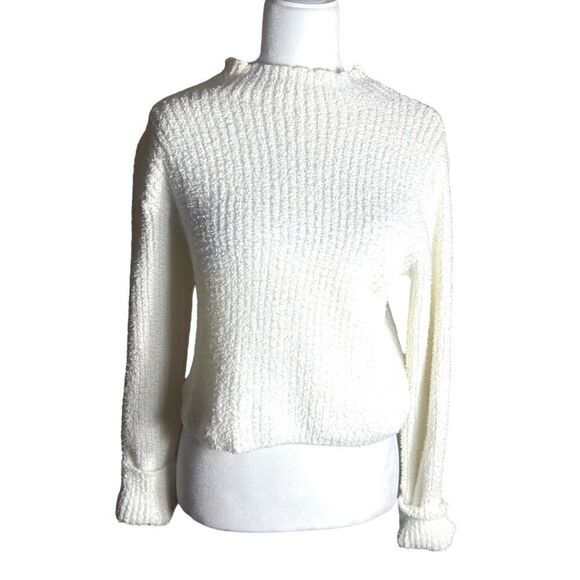 Zara Long Sleeve White Stretchy Sweater Size Large 📦 - Picture 1 of 9